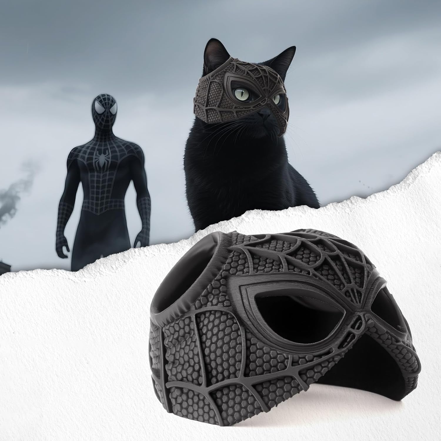 Yipintang Soft & Caring Silicone Cat Bat Mask, Skin-Friendly Halloween Costume for Cats, Lightweight & Flexible Pet Cosplay Accessories, Black Bat
