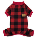 XPUDAC Dralon Red Plaid Dog Pajama Soft Cozy Pet Clothing for Comfortable Sleep One Piece Jumpsuit Universal Fit Soft Breathable Fabric All Seasons Plaid Patterns