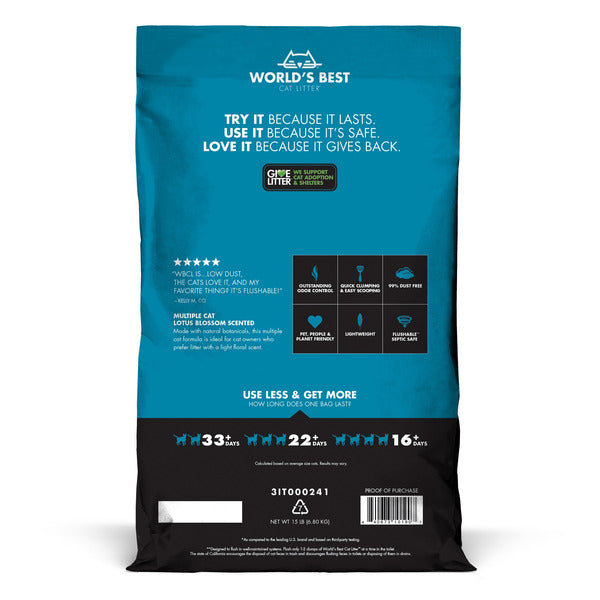 World's Best Cat Litter  Multiple Cat Lotus Blossom Scented