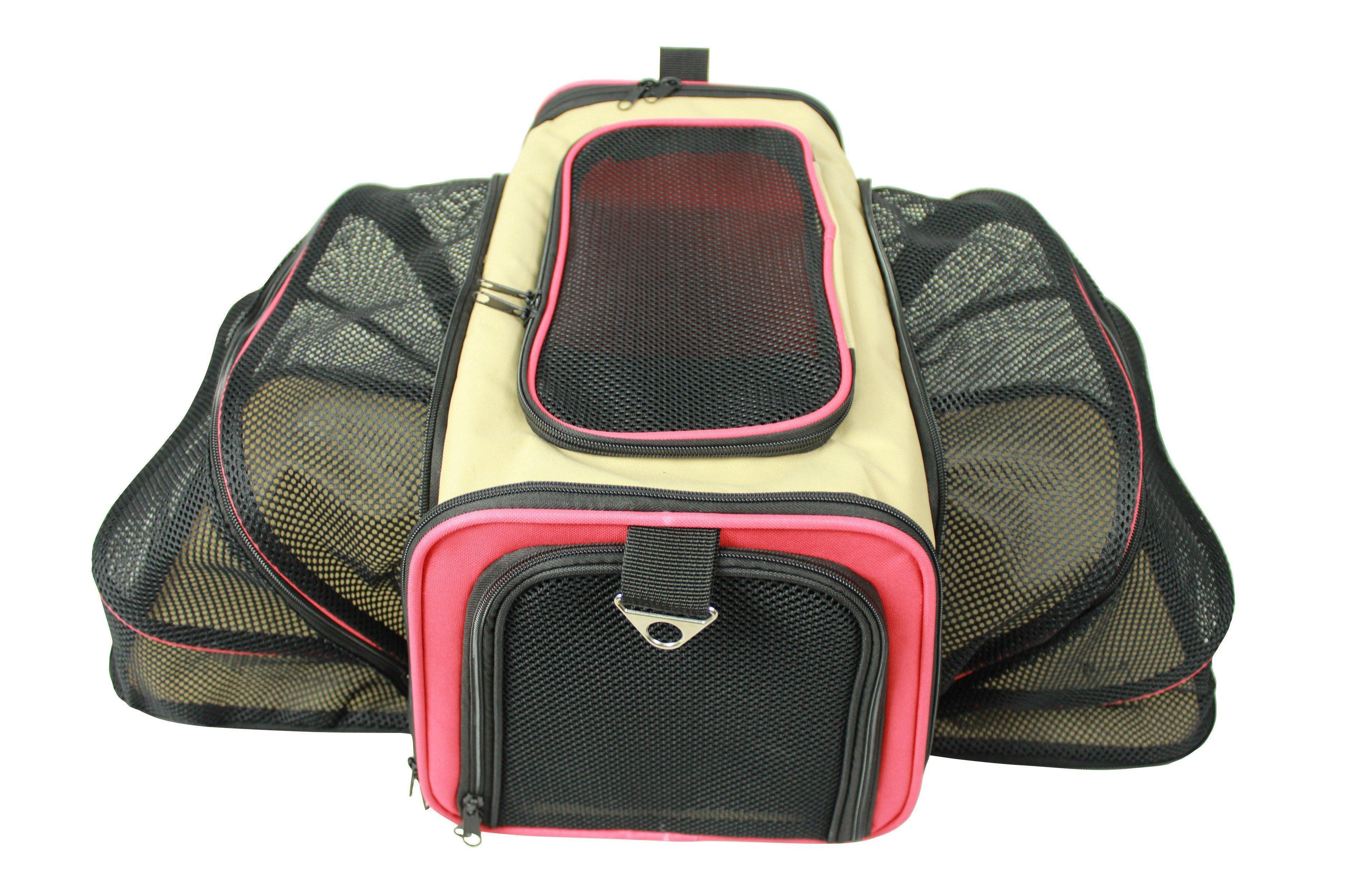 Pet Life ® 'Roomeo' Airline Approved Dual Expandable and Folding Collapsible Fashion Travel Pet Dog Carrier Crate
